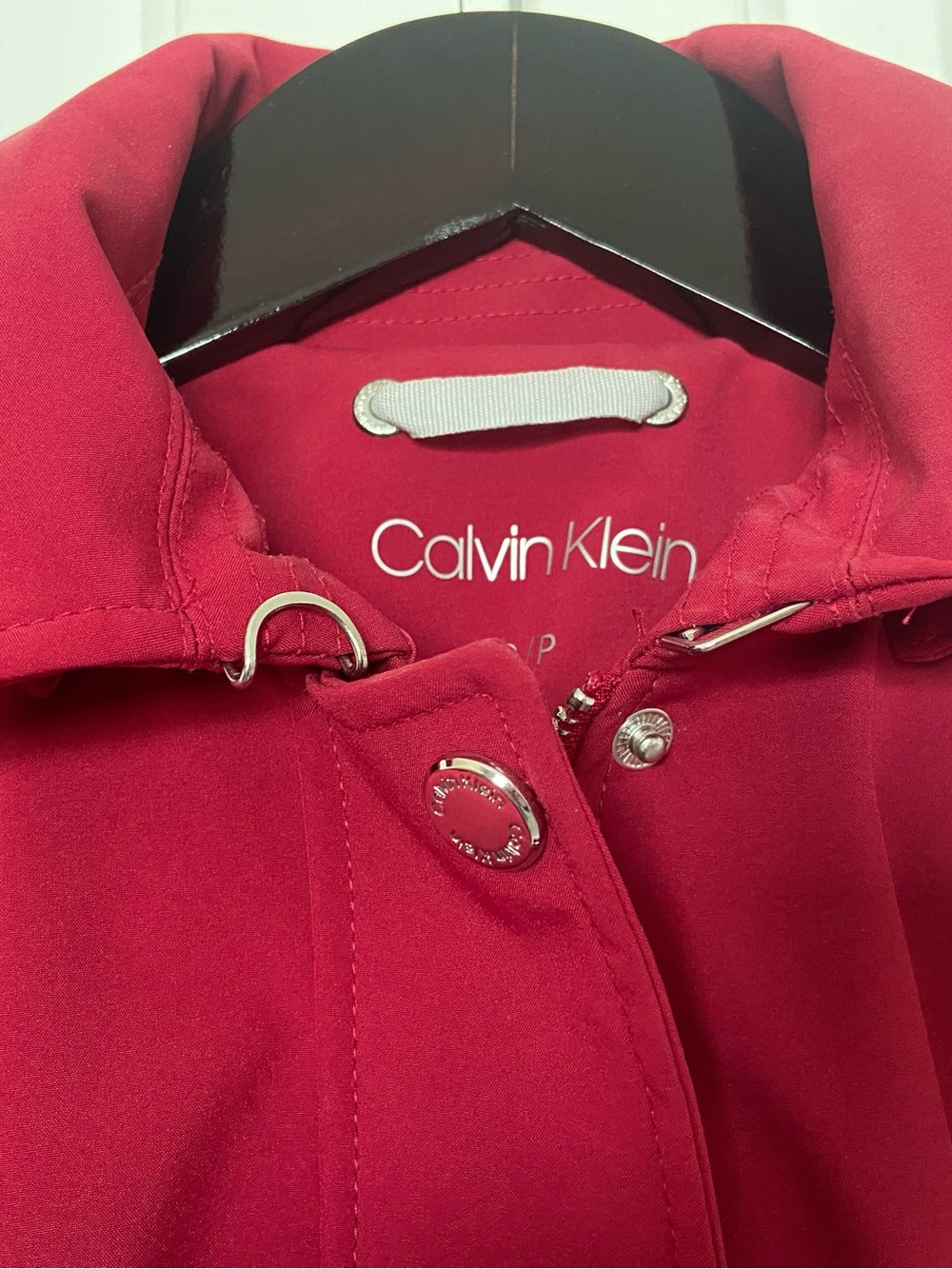 Calvin Klein Red Snap-Front Coat - Picture 4 of 11
